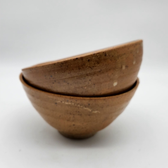Studio Art Pottery Wheel Thrown Yellow Brown (2) Bowls. Signed. - Picture 2 of 7